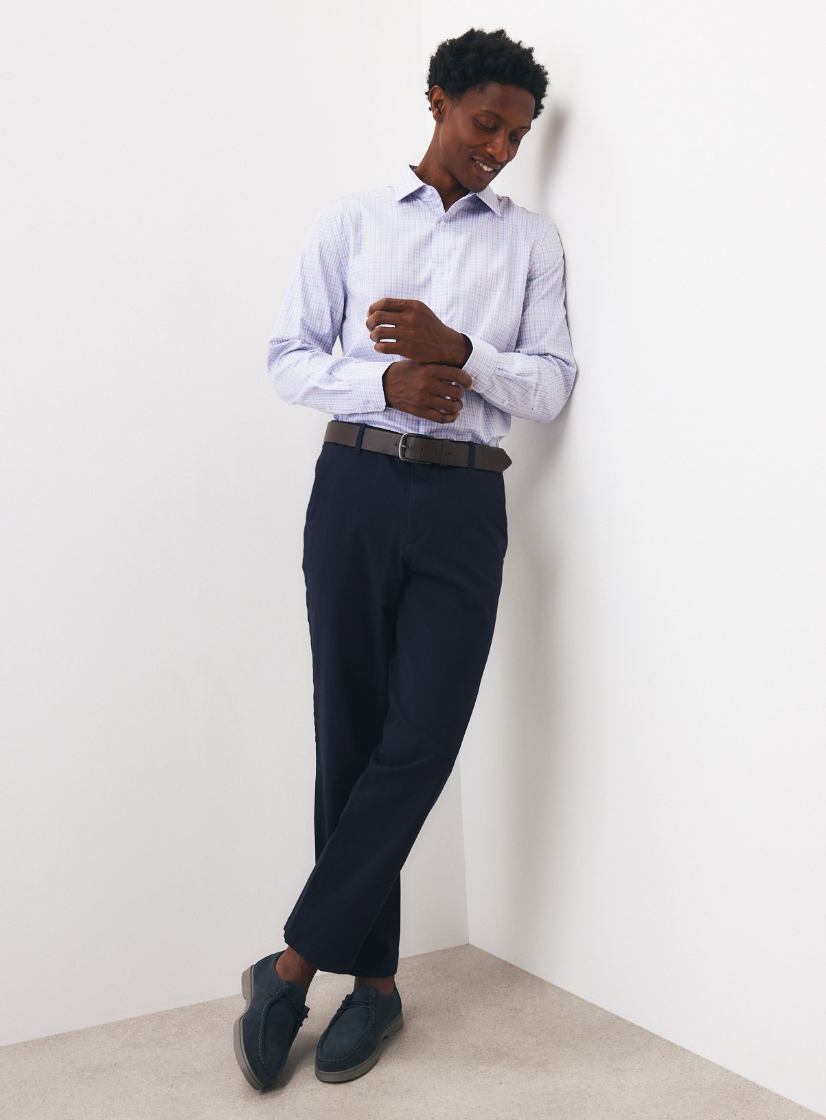 Multi Cotton Twill Long Sleeved Regular Fit Check Shirt 14 - Image 2 thumbnail